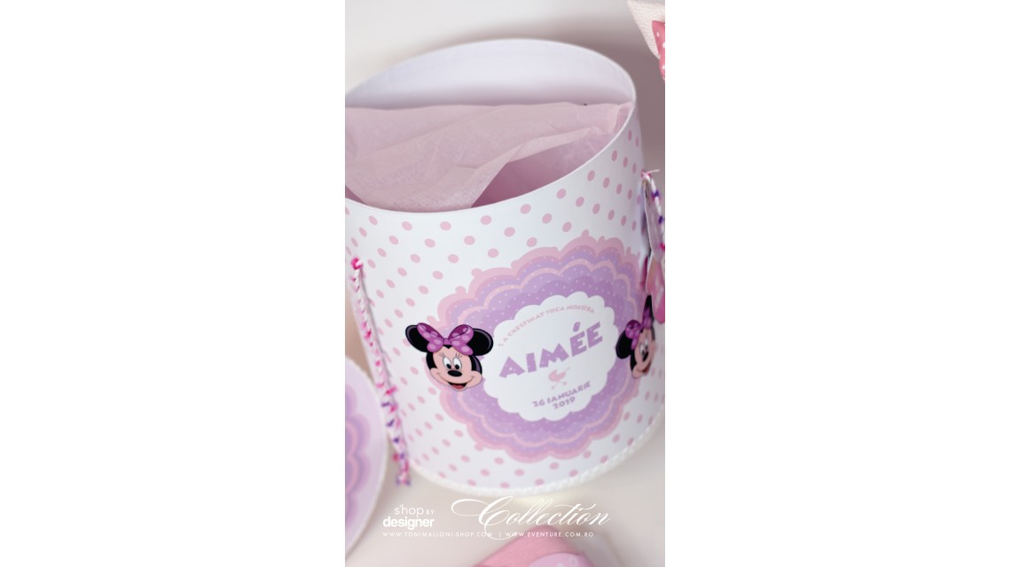 Trusou de botez Minnie Mouse pentru fetite personalizat prin brodare, Happy Minnie  7